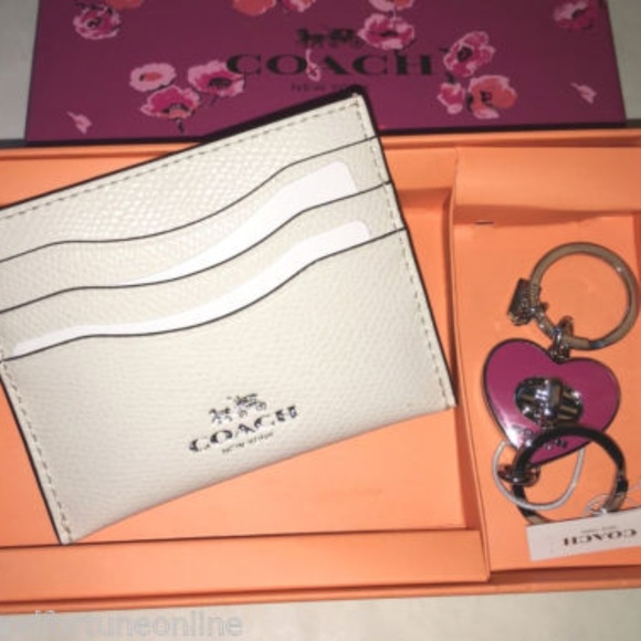 Coach Accessories - NWT Coach Card Case with Pink Valet Keychain Boxed